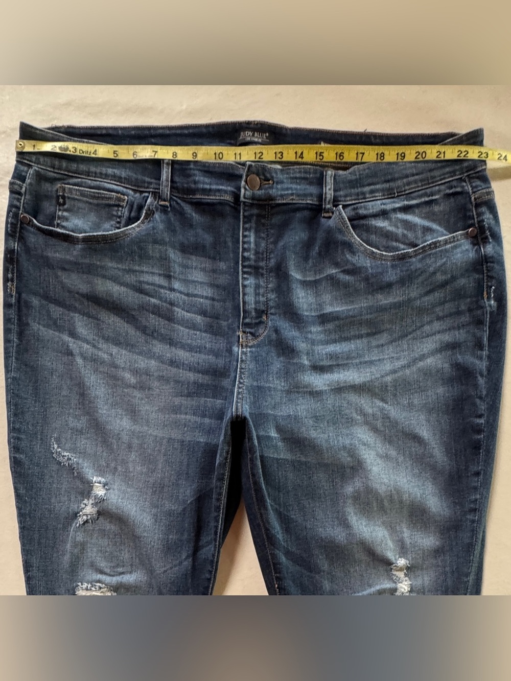 Judy Blue Boyfriend Fit Jeans Patched Rips High Rise JB8284MD Women’s Plus (24W) - Picture 7 of 17